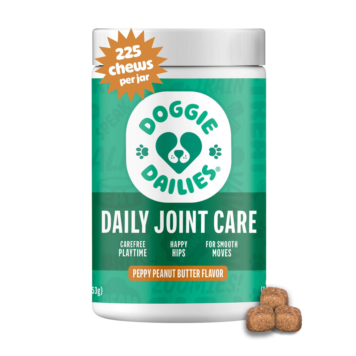 Doggie Dailies, Hip and Joint Supplement for Dogs, Glucosamine Chondroitin, Premium Hip and Joint Chews for Dogs All Breeds & Sizes, Dog Vitamins and Supplements, (Peanut Butter) 225 Chews