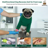 Queenmore Dog Recovery Suit for Front Legs, Adjustable Dog Leg Sleeves to Stop Licking, Breathable Recovery Sleeve for Large Breeds, Wound Care for Pets, Green, L