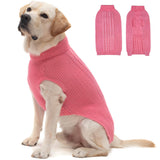K9meme Large Dog Sweater, Classic Cable Knit Warm Dog Sweatshirt with Reflective Yarn for Girl Boy, Halloween Fall Winter Coat Turtleneck Pullover Clothes Apparel for Small Medium Large Dogs (Pink L)