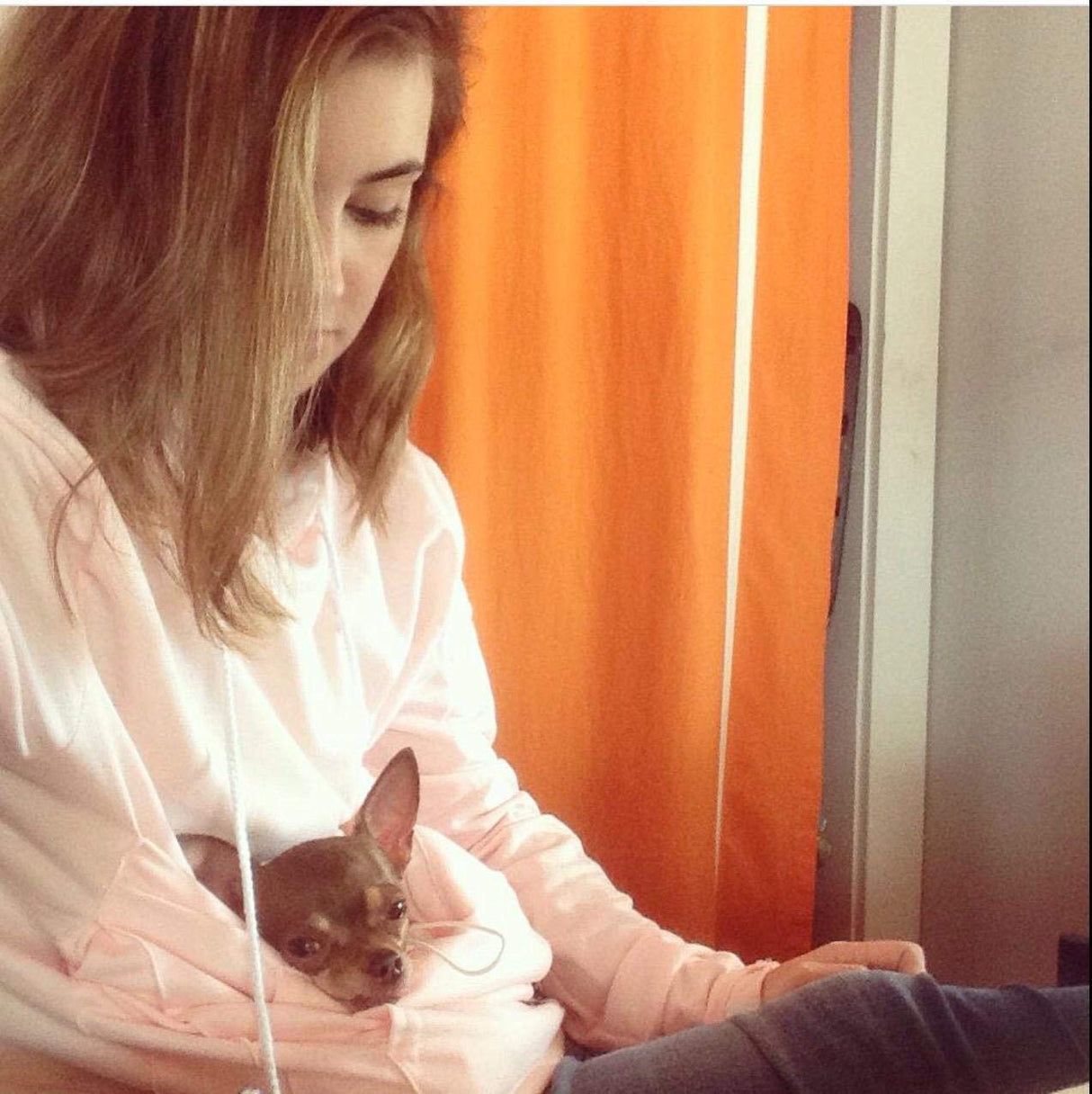 Jomago Womens Pet Carrier Thin Hoodies Kitten Puppy Pouch Shirts Animal Holder Hood Long Sleeve Sweatshirt Thin Pink