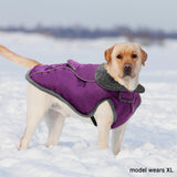 MOTZABO Dog Winter Coat - Warm Dog Clothes for Rain Snow Wind Cold Weather - Reflective Purple Adjustable Windproof Pet Vest Jacket with Leash Hole for Small Medium Large Dogs Indoor Outdoor
