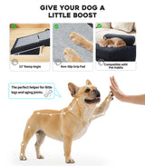 Dog Stairs for Small Dogs and Cats – 2-in-1 Dog Ramp for Couch and Low Bed, 16.5'' Foldable Wooden Pet Ramp, Sturdy Multi-Use Split Ottoman Design, Dark Blue