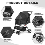 Timati Pet Stroller Dog Strollers for Medium Dogs and Cats with Reversible Handle, 360 Rotating Front Puppy Stroller for Small/Medium Dogs with Mesh Windows 4 Wheels Carts for Outdoor (Black)