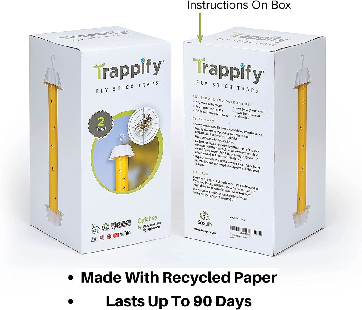 Trappify Hanging Fly Traps Outdoor: Fruit Fly Traps for Indoors | Fly Catcher, Gnat, Mosquito, & Flying Insect Catchers for Inside Home - Disposable Sticky Fly Trap for Indoor House Pest Control