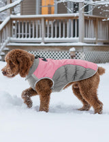 AURUZA Dog Coat, Warm Dog Winter Coat Waterproof Small Dogs Jacket with Harness Built Reflective Pet Vest with Zipper for Medium Dogs Windproof Pet Fleece Puffer Vest Snow Jacket for Cold Weather,Pink