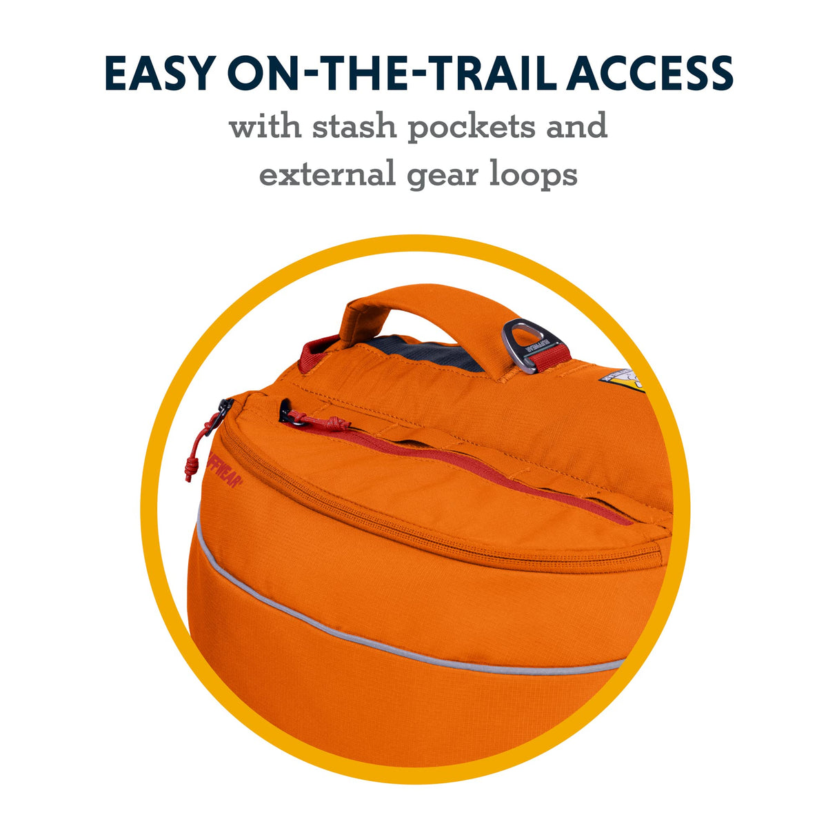 Ruffwear, Approach Pack Dog Backpack, Weight‑Forward Saddlebags with Flopper Stoppers, 5‑Point Adjustable Fit, Padded Handle, Dual Leash Points, Reflective Trim, Campfire Orange, Large/X-Large