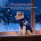 FUAMEY Dog Christamas Sweater, Warm Dog Sweater Classic Snowflake New Year Turtleneck Sweaters Knitwear Cold Weather Dogs Pullover for Small Medium Dogs Puppies & Cats Bulldogs Corgi with Leash Hole