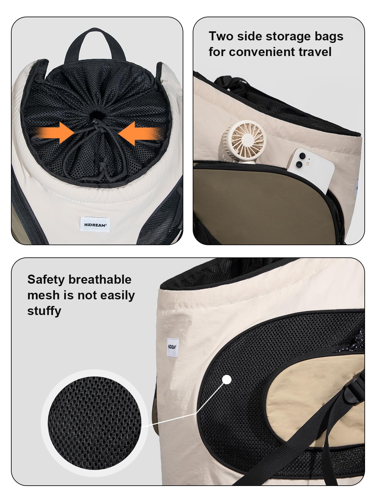 Dog Carriers for Small Dogs,Dog Backpack with 2 Pocket for Travel,Comfortable Dog Front Carrier Suitable for Dogs 8-18 pounds Machine Washable (Beige)