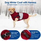 KOESON Dog Coat, Warm Dog Winter Coat for Giant Breeds, Waterproof Dogs Jacket with Harness, Reflective Pet Fleece Lined Puffer Jacket, Turtleneck & Windproof Coats for Great Dane, Golden Retriever