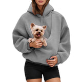 Dog Pouch Hoodie,pet care Hoodie Pet Carrier Sweatshirt With Dog Pouch Large Pocket Fleece Oversized Long Sleeve Pullover Animal Puppy Kitten Dogs Holder Light Gray,Xxl