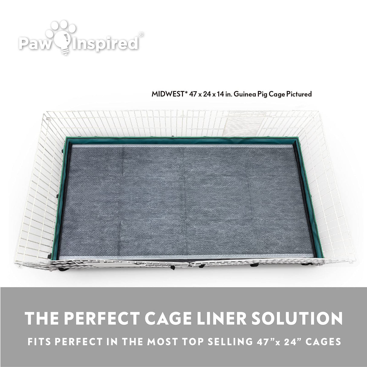 Paw Inspired Disposable Guinea Pig Cage Liners | Bamboo Charcoal Odor Controlling | Super Absorbent Liners Pee Pads for Ferrets, Rabbits, Hamsters, and Small Animals (47" x 26" (Midwest), 8 Count)
