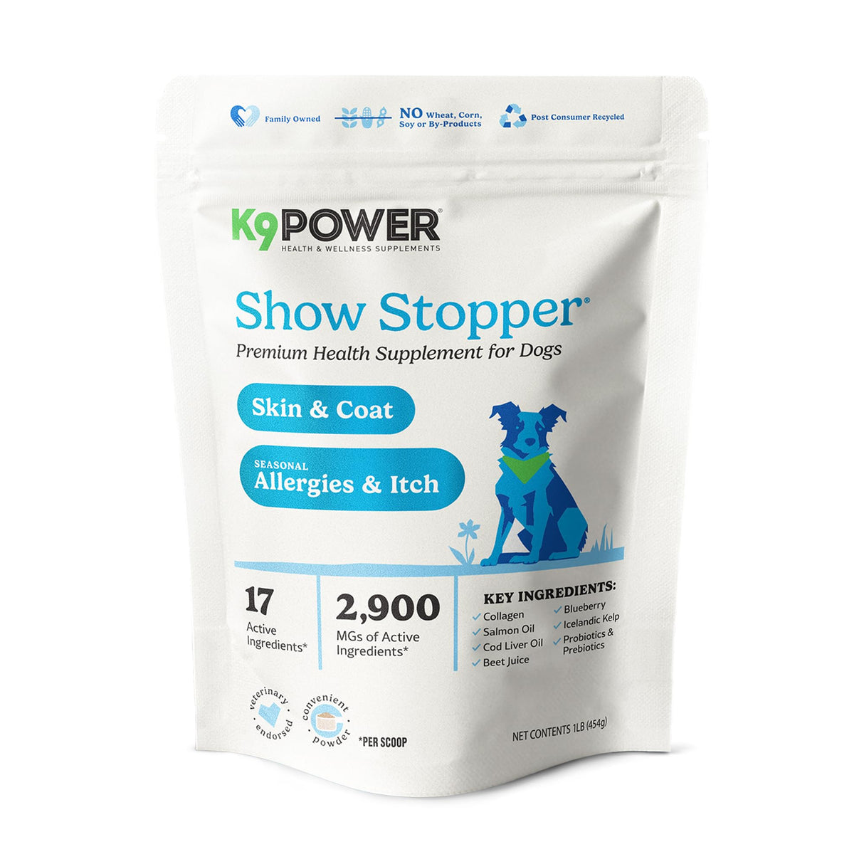 K9Power Show Stopper – Awarded #1 Dog Skin & Coat Product – Supports Allergy Relief, Itchy Skin, Shedding, Dull Coat – Salmon Oil, Collagen, Kelp, Zinc, Probiotics, Beet Juice, Vitamin C