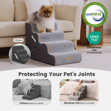 Gardner Pet Dog Stairs for Small Dogs 17.5" H, 2 in 1 Transformable 4-Step Pet Stairs and ramp, Dog Steps for Couch bed (19~22 in) with Durable Non-Slip Waterproof Cover and CertiPUR-US Certified Foam