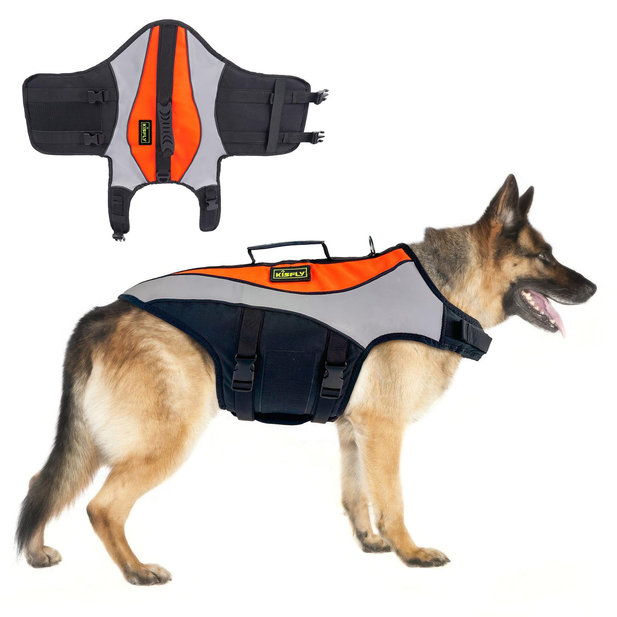 Dog Life Jackets for Large Breeds – Reflective Dog Life Vests for Swimming and Boating, Buoyancy Aid with Rescue Handle, Adjustable Swim Safety Vest (XL, Orange)