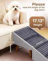 Dog Stairs for Small Dogs 17.13" H, 4-Step Doggie Ramp for Couch Bed Sofa and Chair, Foldable 2 in 1 Wooden Pet Steps for Puppy Medium/Large Dogs and Cats, Split Ottoman Design