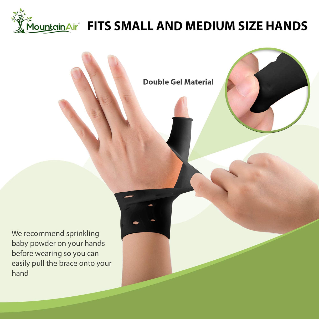 MountainAir Gel Thumb Braces (4 Pcs) – Waterproof and Unisex Wrist Brace With Thumb Support- Hand Brace for Arthritis Pain– Super Soft & Comfortable – Made With Latex Rubber (Black)