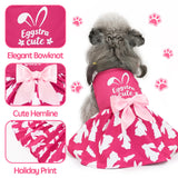 XPUDAC 4 Pack Cute Dog Dress with Bowknot Dog Clothes Puppy Skirt Mommy Floral Bunny Egg Shamrock Print for St. Patrick's Day Easter Holiday Pet Outfit for Girls, M