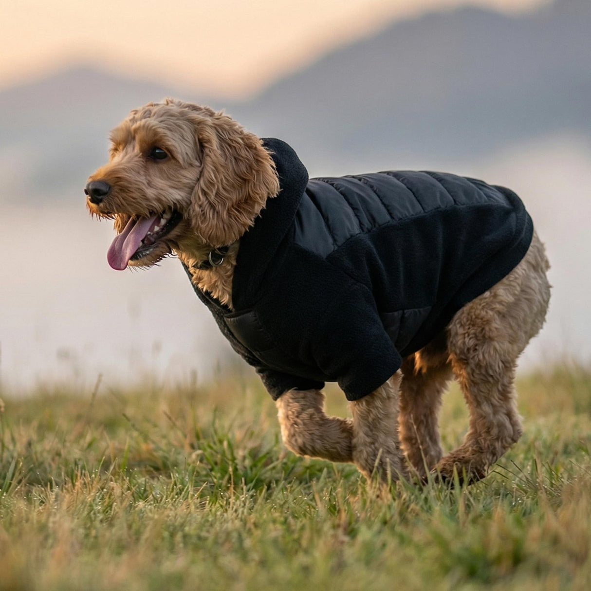 Fitwarm Quilted Fleece Dog Hoodie, Warm Coat, Winter Clothes for Small Dogs Boy Girl, Lightweight Pet Hooded Outfit, Black, XXL