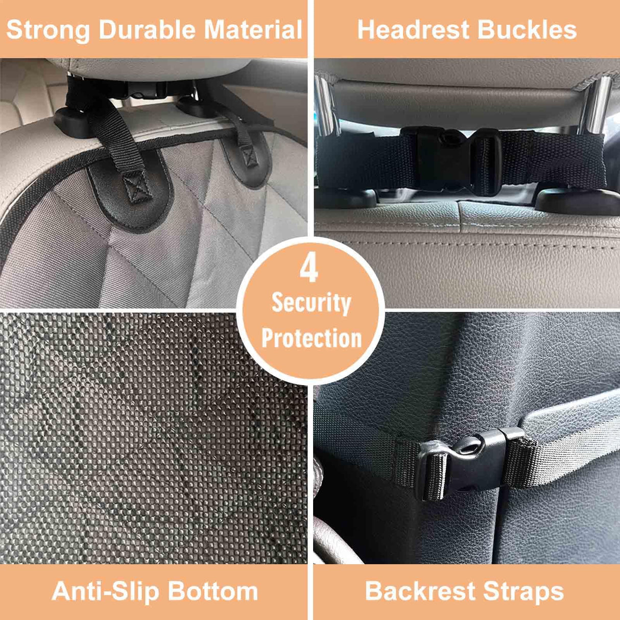 GOOPAWS Dog Car Seat Cover, Waterproof Dog Hammock, Scratchproof Travel Car Bed Back Seat Cover for Pets, with Storage Pocket for Car SUV Truck (Grey-3)