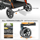 EchoSmile Dog Stroller for Medium & Small Dogs, Foldable Pet Stroller with 3 Wheels & Brakes, All-Terrain Cat Dog Carrier with Breathable Mesh, Safety Leash and Storage Pocket, Black
