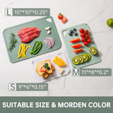 Plastic Cutting Board Set of 3-Cutting Boards for Kitchen BPA Free, Large-Small Chopping Boards Non-Slip for Cooking Camping Dishwasher Safe, Reversible, with Grip Handle, 15"×10"×0.25" Green