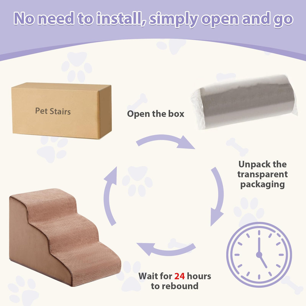 LEXTRO Dog Stairs for Small Dogs, 3-Steps Dog Ramp for Bed and Couch, Pet Stairs with Highly Supportive Foam and Non-Slip Bottom, Pet Steps for Cat & Doggie (High 15.7 Inch)