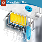 Sponge Holder for Kitchen Sink,Sink Caddy Organizer with Suction Cups/Adhesive Strips,Dish Sponge Holder Design for Sponges,Scrubber,Stoppers-Silver