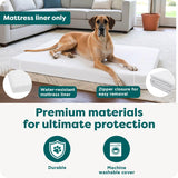 FurHaven Dog Bed Liner for Large Dogs, Water-Resistant Foam Protector with Quiet No-Crinkle Cover Design, Easy to Clean, Jumbo XL, Coated Polyester, White