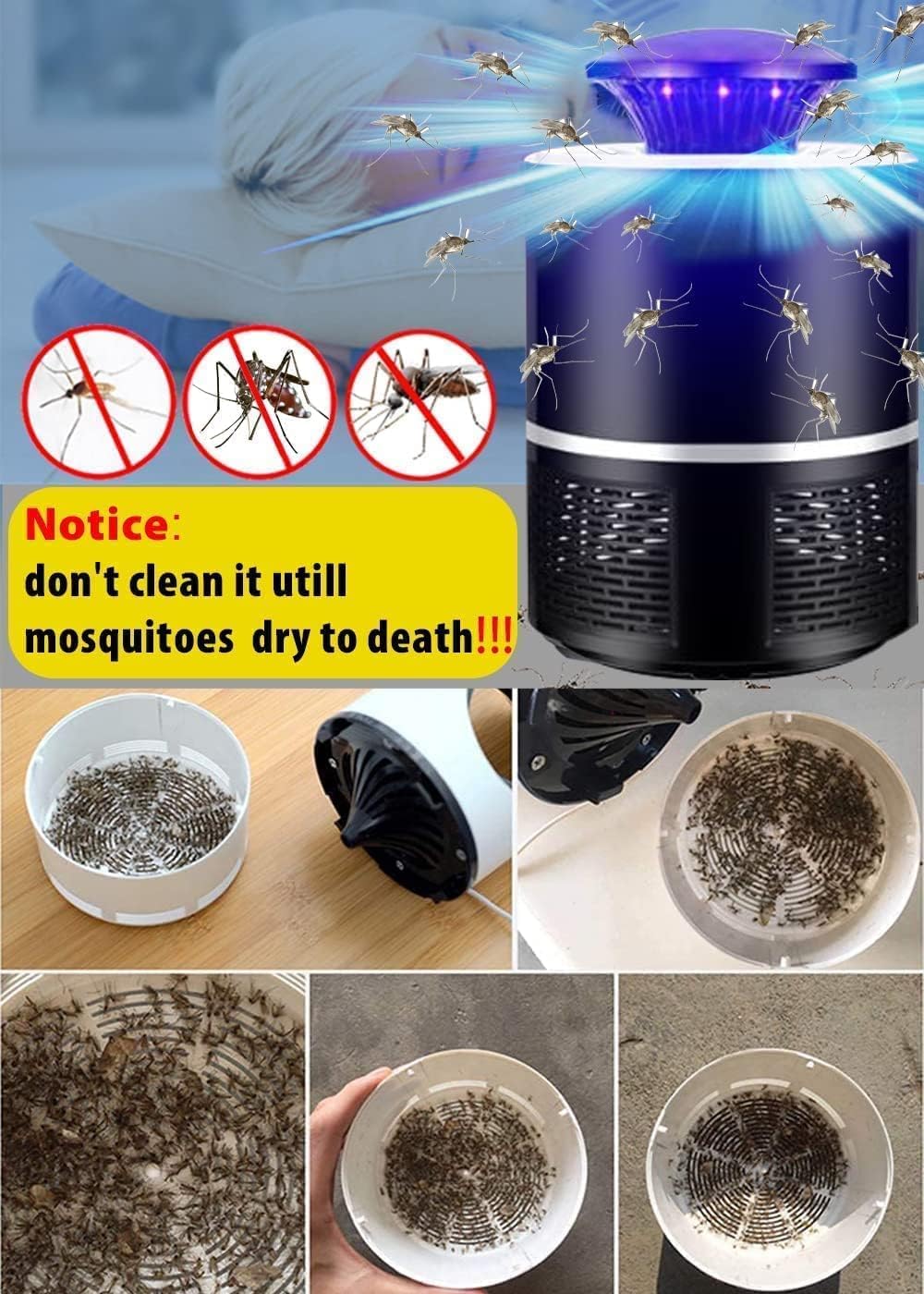 BRIRILINE Bug Zapper, Electric Mosquito & Fly Zappers/Killer - Insect Attractant Trap Powerful Bug Zapper Light, Hangable Mosquito Lamp for Home, Indoor, Outdoor, Patio (Black),(SDB)