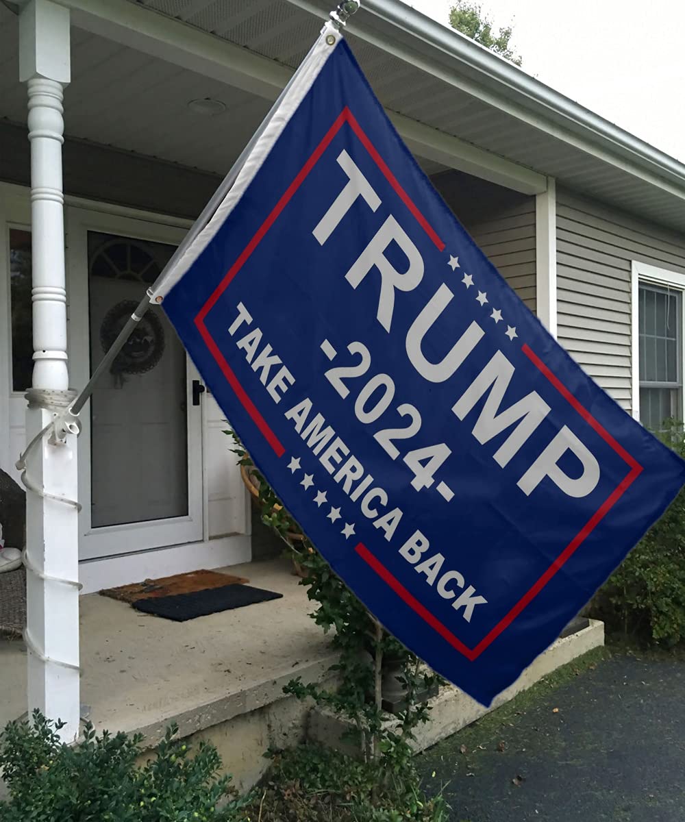Trump 2024 Flag Take America Back Double Sided- Trump Flags 3x5 Outdoor Double Sided Heavy Duty Donald Trump Flags Banner Super Durable 4 Rows Stitched Edge Canvas Header with 2 Brass Grommets