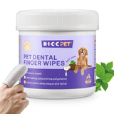 HICC Pet Teeth Cleaning Wipes for Dogs & Cats, Vet-Recommended Remove Bad Breath, Plaque, Tartar Buildup Dog Finger Toothbrush Wipes, Dog Tooth Brushing Kit, Pet Toothpaste & Toothbrush Alternatives