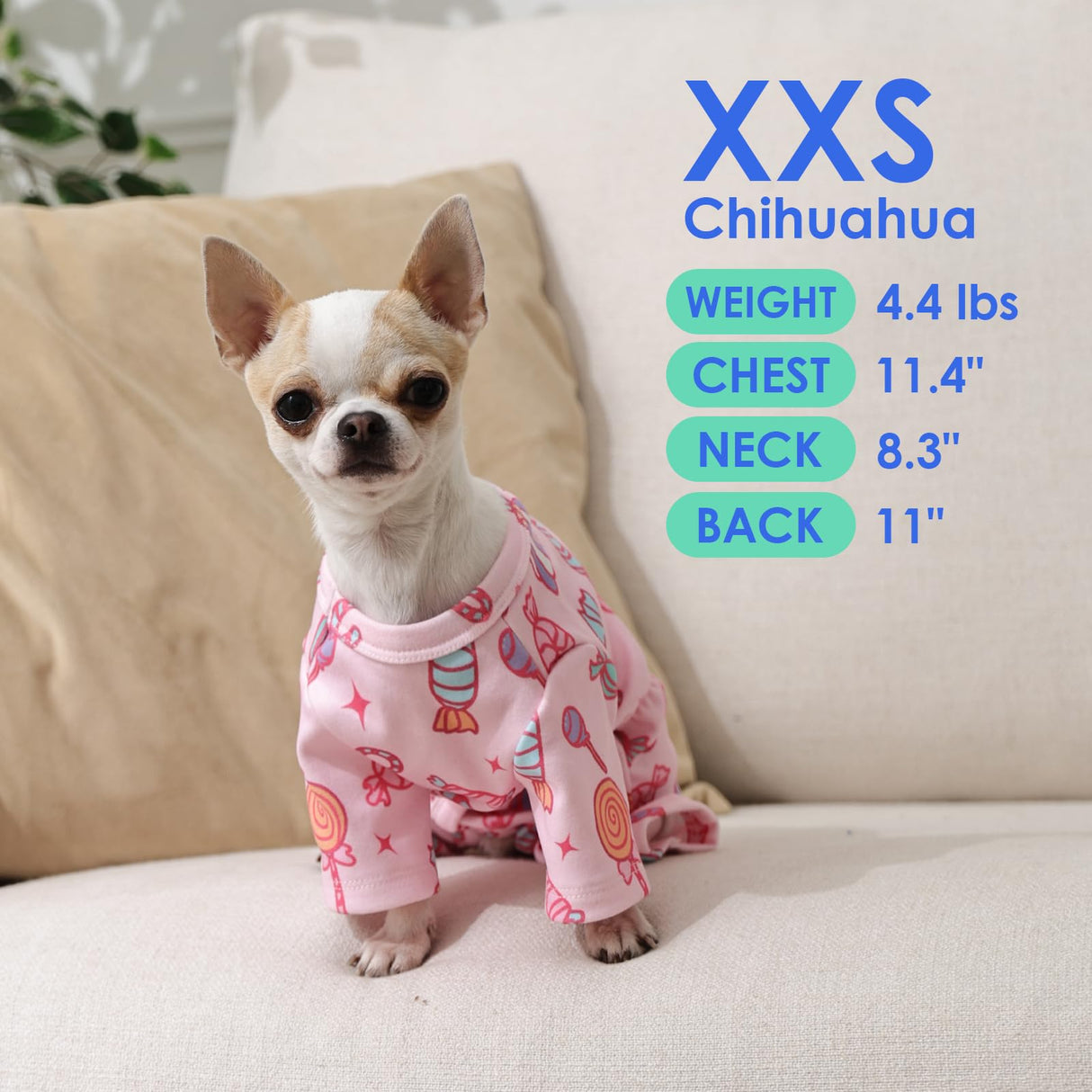 MIGOHI XXS Dog Pajamas,Soft Small Dog Fleece Sweater,Cute 4-Legged Pajamas for Small Dogs,Puppy Full Body Pjs with Long Sleeve for Cold Weather,Doggy Winter Jumpsuit Clothes for Boy & Girl,Pink,XXS
