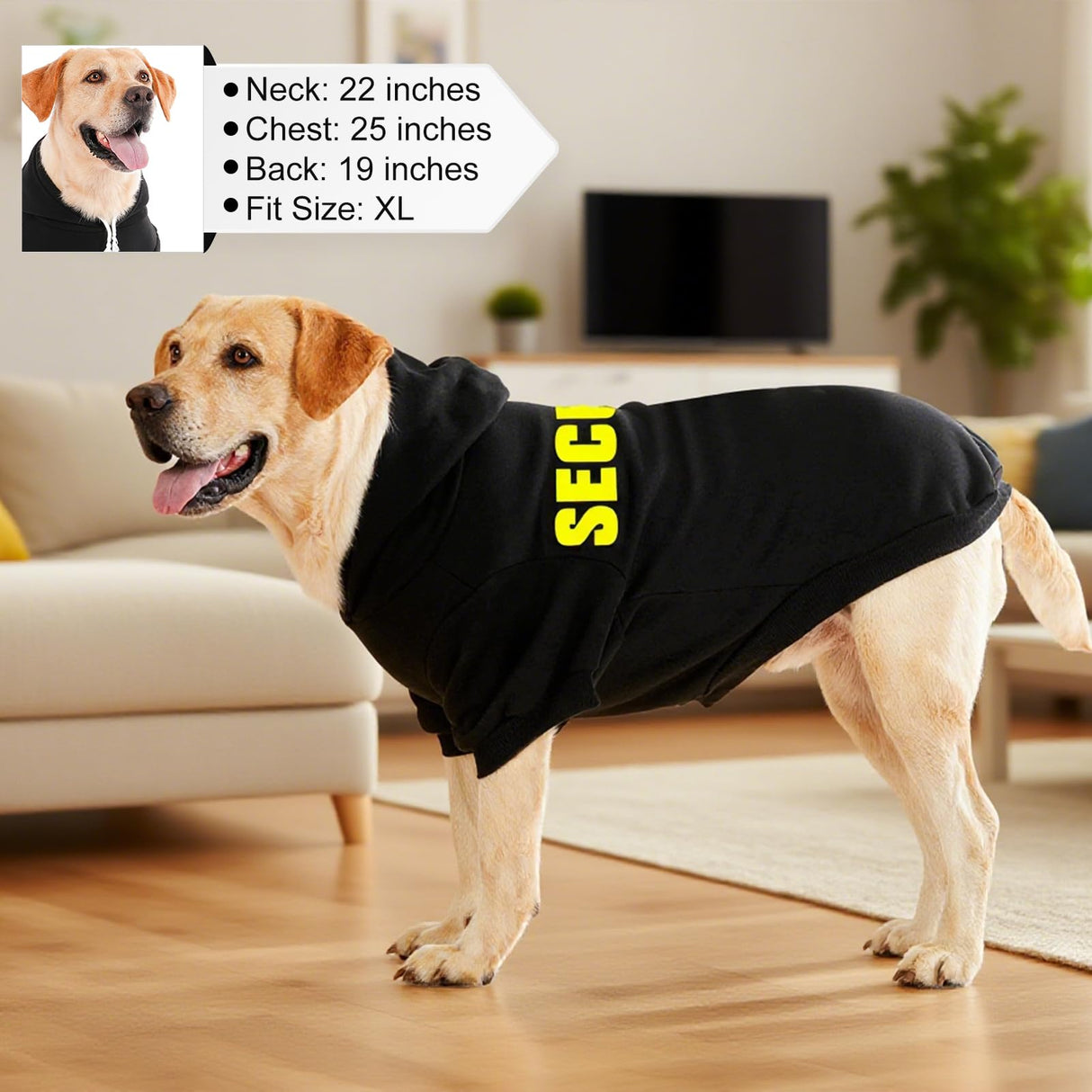 EXPAWLORER Security Dog Hoodie Puppy Sweater - Dog Sweatshirt Soft Fleece Lined Pet Clothes, Cold Weather Hooded Jacket Coat Keep Warm for Small Medium Large Dogs, 3X-Large