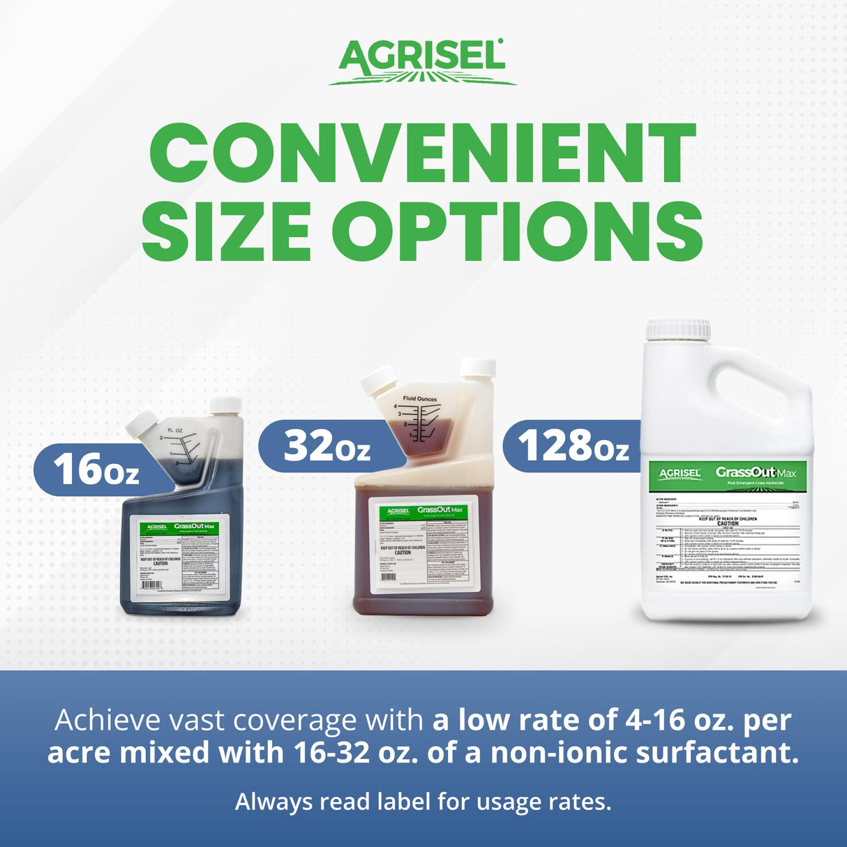 Agrisel GrassOut Max Weed Killer, Targets 50+ Grassy Weeds without Harming Desired Plants, Pet Safe, Large Area Treatment, Easy Application, 3-Pack of Disposable Gloves Included, 32 Ounces