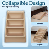 Pet Stairs - Home and Vehicle Foldable Nonslip Dog Steps with 4-Step Design - For Puppies, Kittens, and Other Small Pets by PETMAKER (Tan)