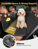 JOYTUTUS Back Seat Extender for Dogs, PU Leather Dog Car Seat Cover for Back Seat with Hard Bottom, Dog Hammock with Mesh Window, Dog Car Seat Cover for Sedans SUVs Small Trucks, Holds 440 lbs