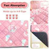 Mooydee 2 Pack Guinea Pig Bedding - Washable Guinea Pig Liner for Midwest Cage, Waterproof Reusable & Anti Slip Pee Pads Super Absorbent Mats for Small Animals Rabbit Hamster Rat (Pink, 48 x 24 Inch)