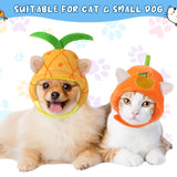 Weewooday 5 Pcs Cat Adorable Costume Bunny Hat with Ears Funny Mane Cat Hat for Pets and Small Dogs Kitten Puppy Party Costume Accessory Headwear(Avocado, Orange, Strawberry, Pineapple, Frog)