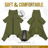 OneTigris Dog Pajamas - Breathable Modal Stretch Dog Clothes, Four-Legged Cold Weather Clothes, Anti-Shedding Suit Onesie with Back Locking Zipper and Adjustable Chest Drawcord