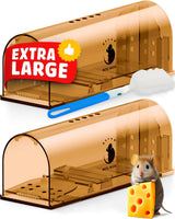 Motel Mouse Humane Mouse Traps No Kill Live Catch and Release 2 Pack - Reusable, Easy to Use & Clean, No Touch Release, Sensitive Includes Cleaning Brush, Instruction Manual & Video - Mousetrap Indoor