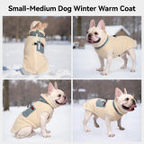 FEimaX Dog Winter Coat Fleece Lined Dog Jacket with High Collar&Zipper, Snowsuit for Small to Medium Dogs, Windproof Puppy Cold Weather Coats with D-Ring Leash, Durable Doggie Vest Pet Snow Vest