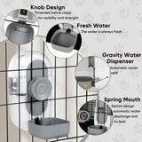 Lemtrflo 28oz Hanging Automatic Water Dispenser，Rabbit Water Bottle,Bunny Guinea Pig Ferret Water Bowl for Cage,Suitable for Small Animal Puppies(Cage Grid Spacing Over 1.2'') (Gray)