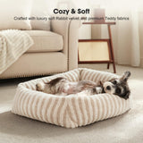 MIXJOY Dog Bed Medium Size Dog, Washable Medium Dogs Bed with Removable Cover, Soft Rectangle Pet Ded Fluffy Plush Faux Fur Pet Bed with Anti-Slip Bottom, 30"x30"x8", White