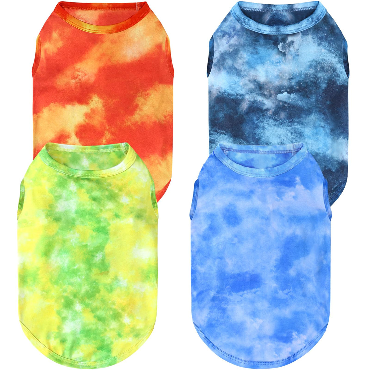 XPUDAC 4 Pack Dog Shirt Tie Dye Lightweight Dog Clothes for Small Dogs Boy Girls Breathable Stretchy Tank Top Vest-X-Large