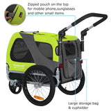 DOGGYHUT® Premium M Pet Bike Trailer & Stroller 2-in-1,for Dogs up to 50 lbs,Parking Brakes,Easy Folding Cart Frame, Universal Bicycle Coupler,E-Bike Friendly (Lime Green)