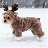Dog Christmas Reindeer Cosplay Outfit, Cute Dog Hoodies Winter Sweatshirt for Puppy, Warm Pet Costume Clothing for Small Dogs (Small)