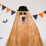 JcHrmers 4 Pcs Pet Halloween Costume Include Derby Hat,Luau Hula Skirts and Round Sunglasses for Halloween Funny Dog Pet Costume Cosplay
