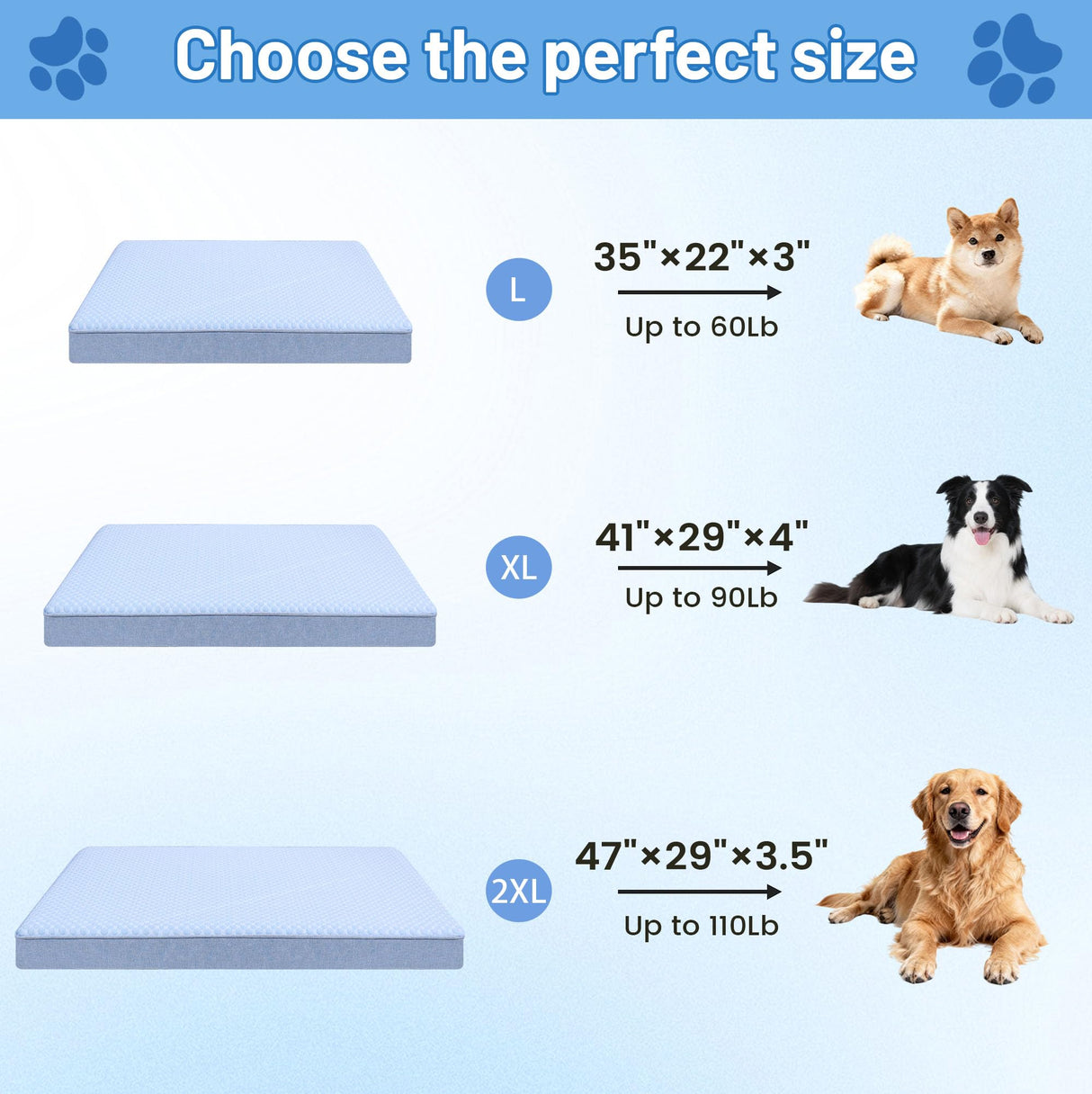 URGVANZ PET Cooling Dog Beds for Dogs, Orthopedic Memory Foam Dog Bed，Washable Pet Beds for Crate with Faux Fur Cover, Waterproof Lining (X-Large: 41" x 29" x 4", Cooling Surface)