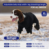 FUAMEY Full Body Dog Coat,Warm Dog Fleece Jackets with Harness Built in Windproof Dogs Snowsuit Zip up Pet Four Legged Pets Jumpsuit Winter Outfit Cold Weather Coats for Large Dogs Black L