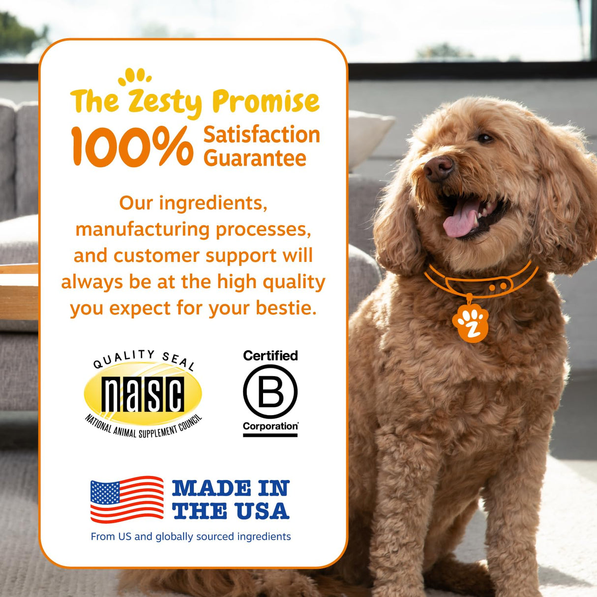 Zesty Paws Vet Strength Probiotics for Dogs, Digestive Health & Gut Flora Support, Dog Supplements, 90 Count